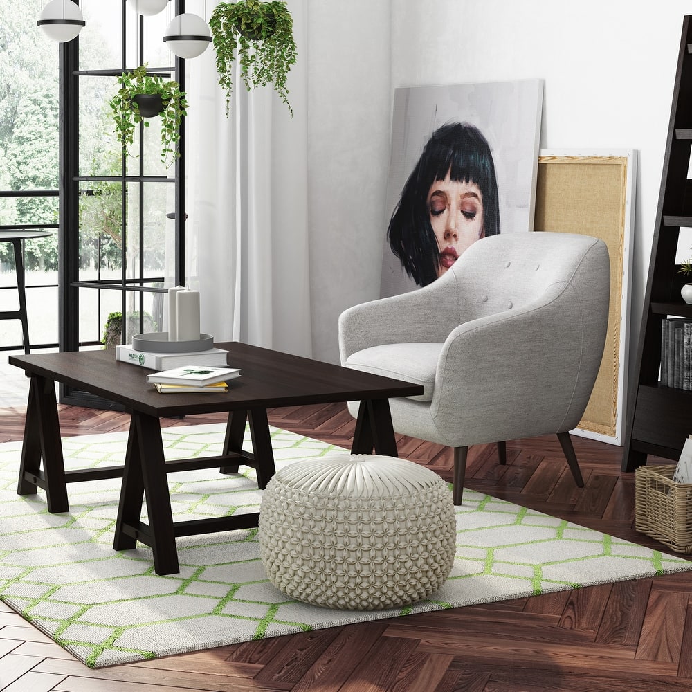 WYNDENHALL Vanessa Round Pouf in Velvet Fabric