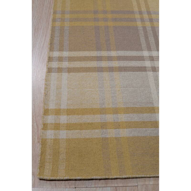 Home Decor EORC Handmade Wool Plaid Rug Stylish Yellow Area Rug for Living Room, Bedroom, Office, & Home Décor Durable & Trend