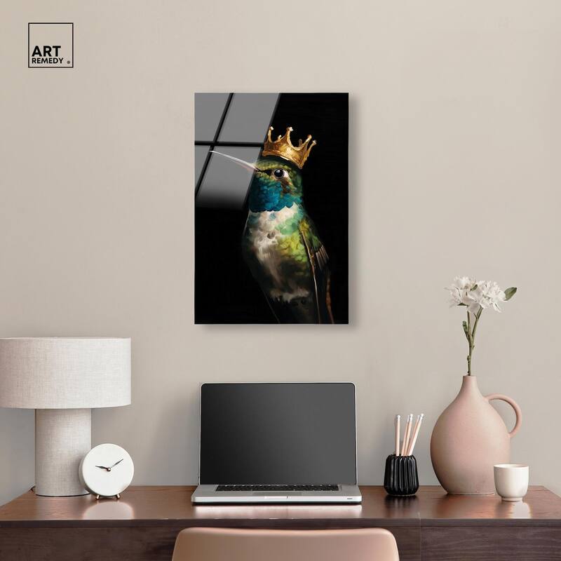 Crowned Azure Bird I Acrylic by Art Remedy, Ready to Hang