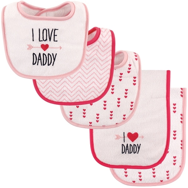 slide 1 of 1, Luvable Friends Baby Girl Bib and Burp Cloth Set 5pk, Girl Daddy, One Size - Girl Daddy - One Size One Size - Girl Daddy