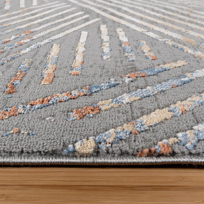 Gertmenian Arlo High Low Transitional Modern Gray Ivory Black Indoor Area Rug Collection