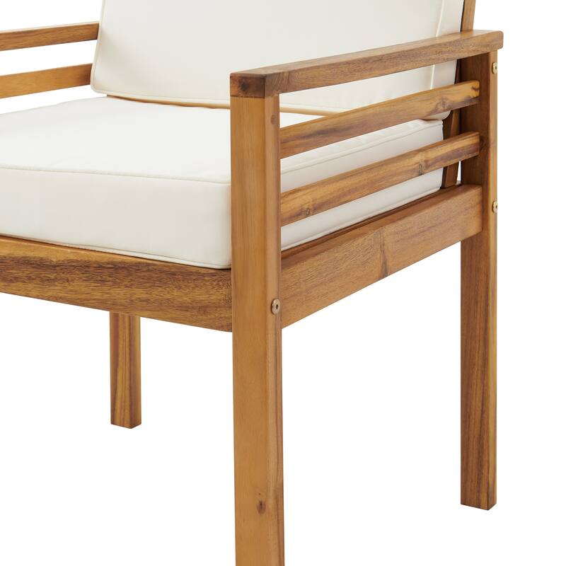 Okemo Acacia Outdoor Dining Chair with Seat and Seatback Cushion