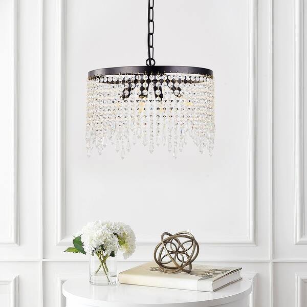 slide 9 of 8, Black 4-Light Modern Stunning Crystal Pendant Lighting Fixture Black