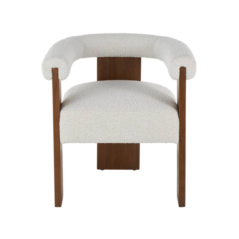 Polyester Curved Back Mid Century Modern Round Boucle Living Room Accent Chair - Cream or White - Roche River Decor