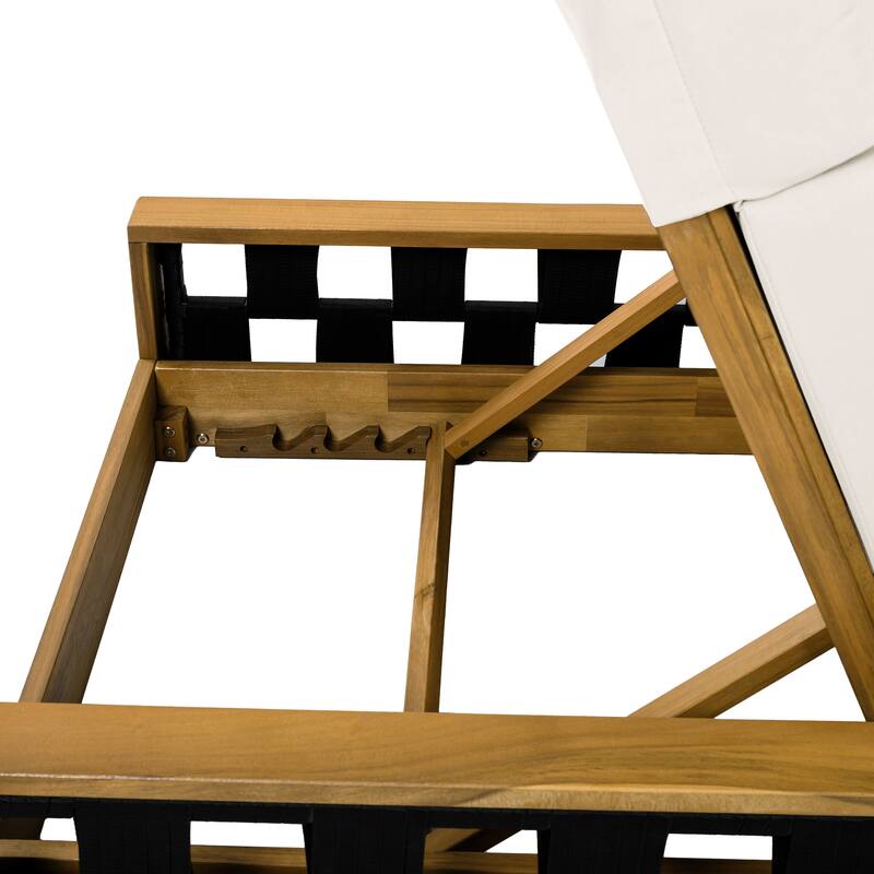 Christopher Knight Home - Modern Outdoor Solid Wood 4-Fold Adjustable Backrest Chaise Lounge with Rope Accents & Foam Cushion