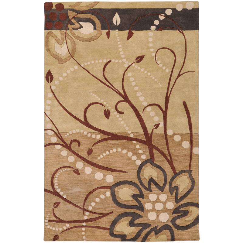 Handmade Windy Transitional Floral Wool Area Rug