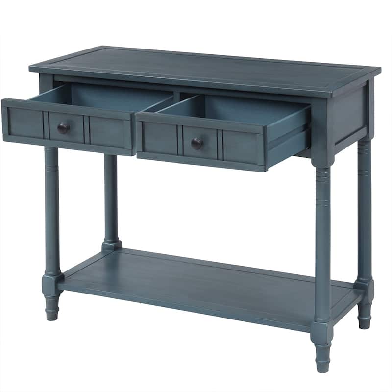 Daisy Series Console Table Traditional Design with Two Drawers and Bottom Shelf Acacia Mangium