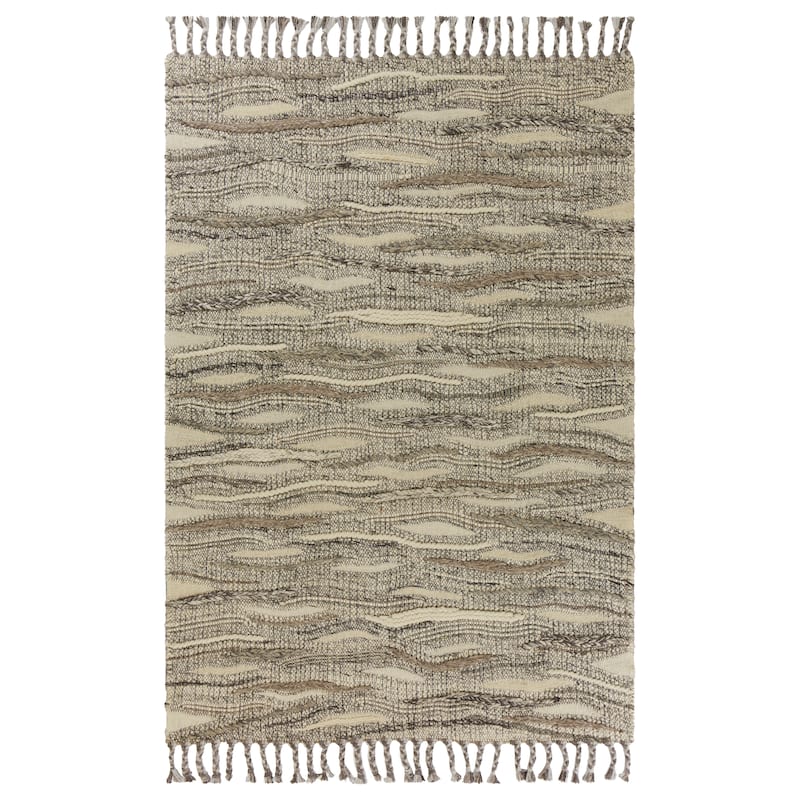 Domani Casual Ivory Hand-Knotted Wool & Silk Area Rug - 5' x 7' - Taupe