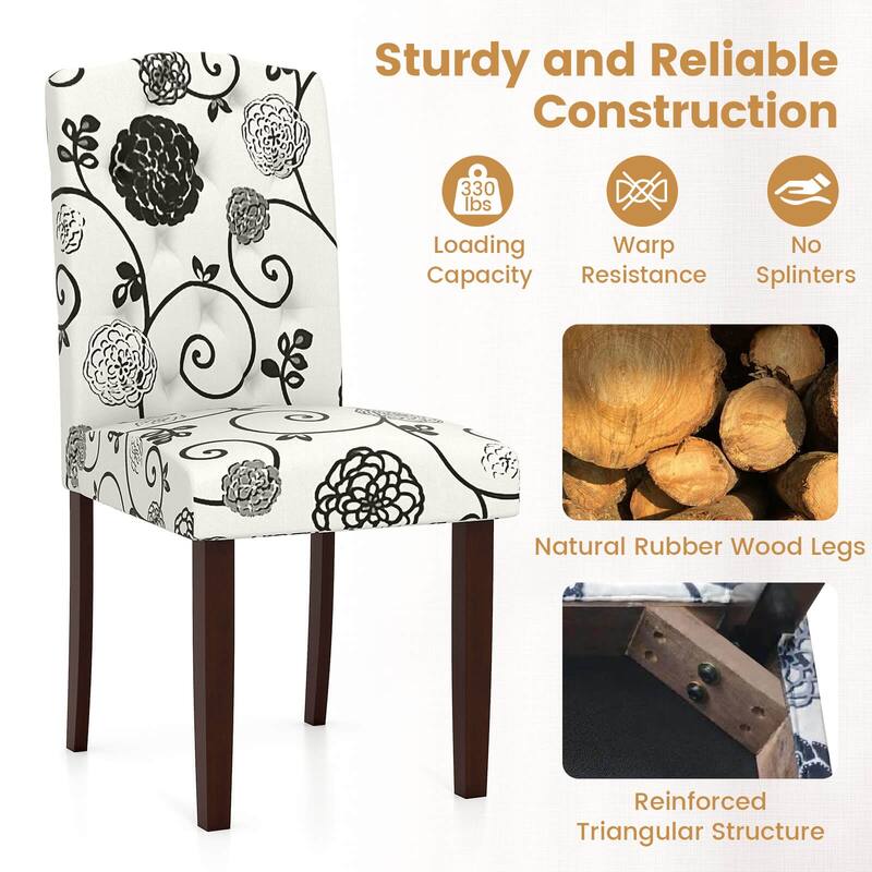 Costway Wooden Dining Chair Set of 2 with Rubber Wood Legs Padded Seat - See Details