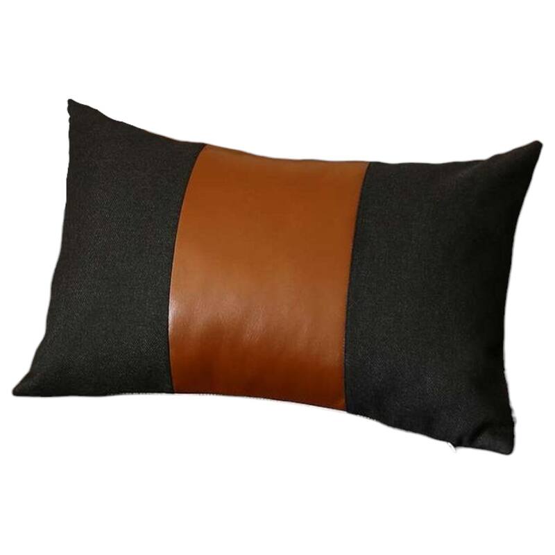 HomeRoots Set Of Two 20" X 12" Black And Brown Polyester Geometric Zippered Pillow