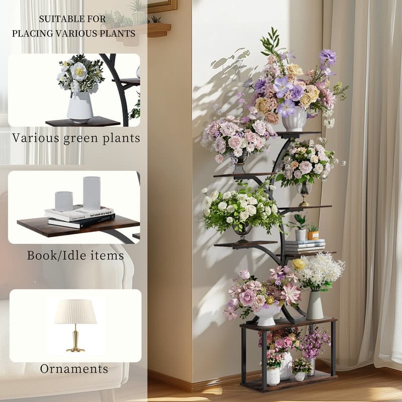 5 Tier Plant Stand Indoor Multiple Corner Flower Stand for Living Room