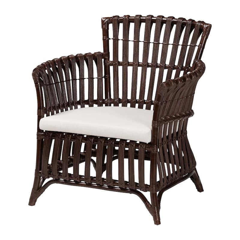 Brooklyn Bohemian Very Dark Brown Rattan Arm Chair - Dark Brown
