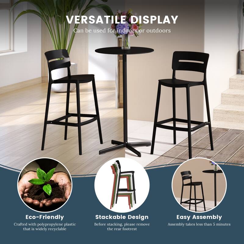 Frond and Form 2-Person Outdoor Round Dining Set Bar Height