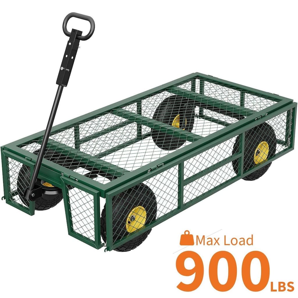 900 lbs Load Garden Cart with Removable Mesh Sides, Yard Cary Utility Wagon for Lawn Backyard Use