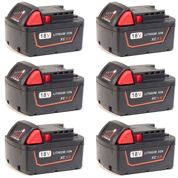 Replacement for Milwaukee M18 / 48-11-1850 Power Tools Battery - 5000mAh (6 Pack)