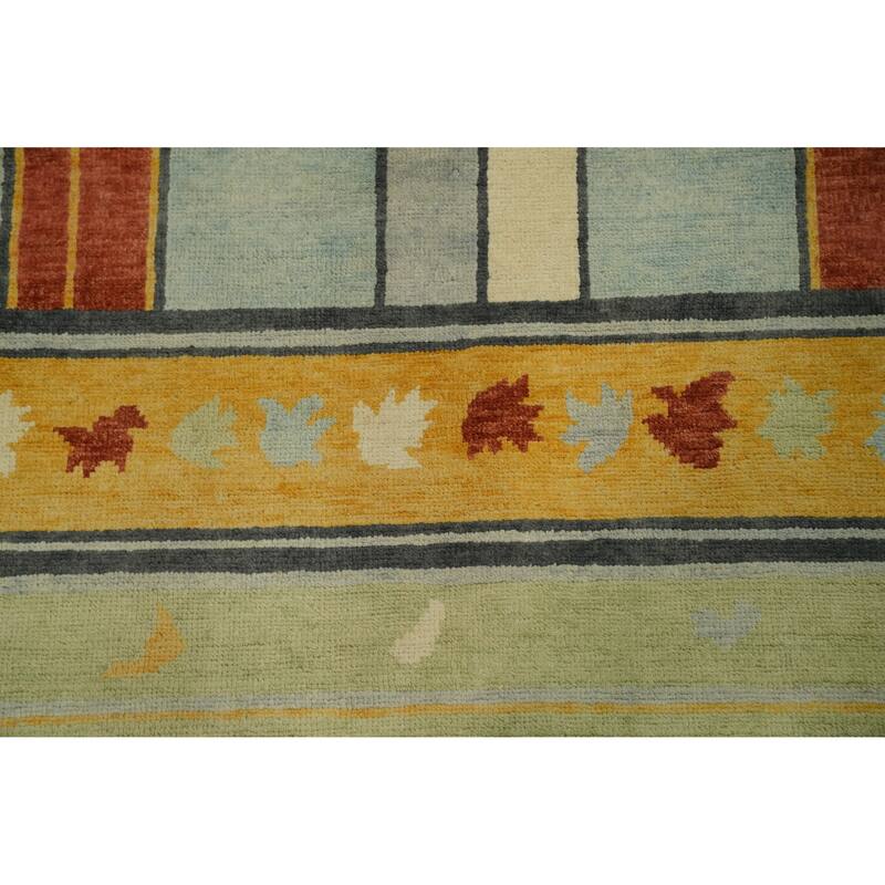 Geometric Gabbeh Vegetable Dye Turkish Area Rug Handmade Wool Carpet - 8' 10'' X 5' 11''