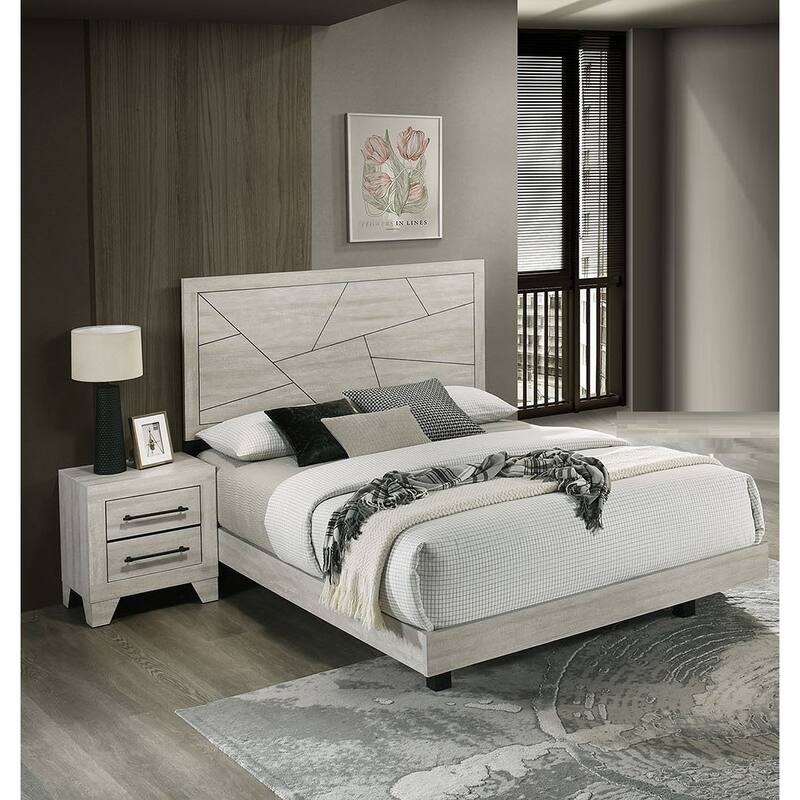 Modern Light Gray Finish 3pc Bedroom Furniture Set