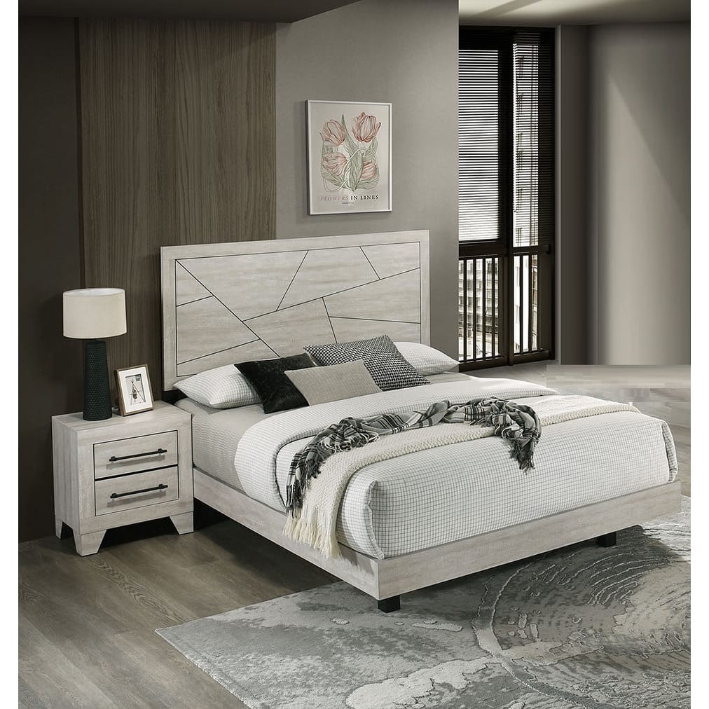 Modern Light Gray Finish 3pc Bedroom Furniture Set