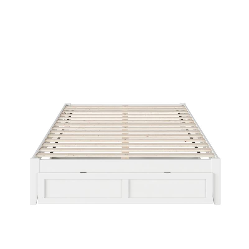 Bed with Foot Drawer & USB Charger - Grey - Modern Design - No Foundation Needed