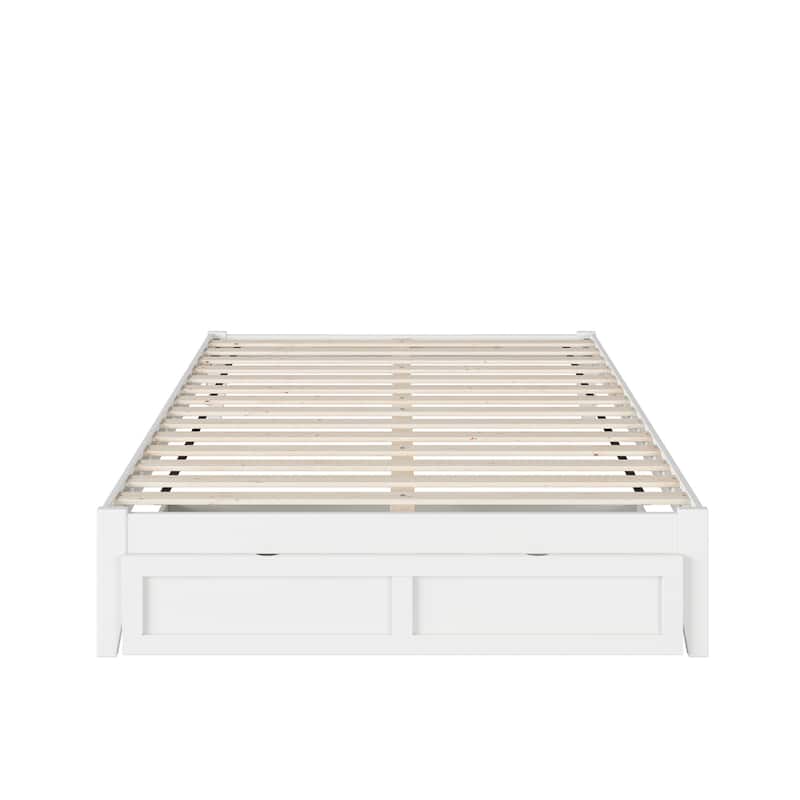 Bed with Foot Drawer & USB Charger - Walnut Finish - Supportive Slat Kit Included
