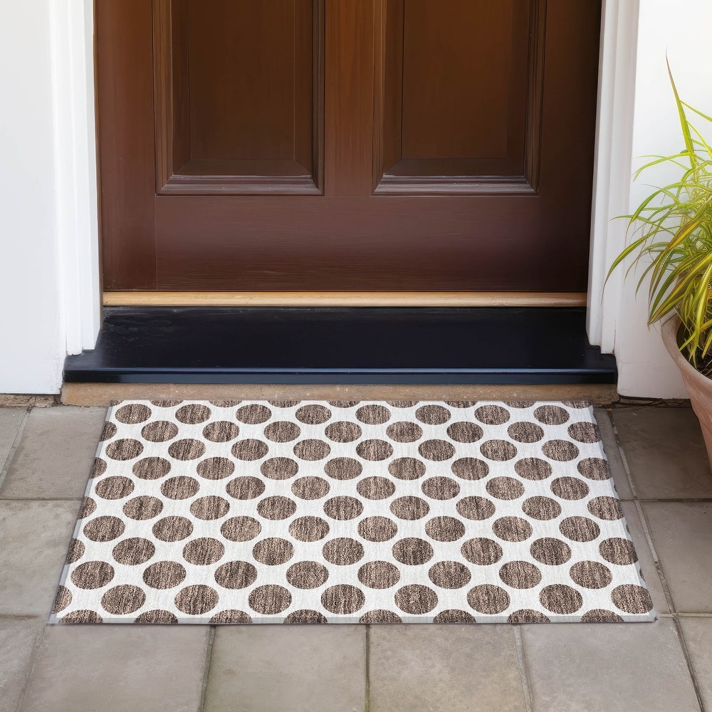 Machine Washable Indoor/ Outdoor Polka Dots Chantille Rug