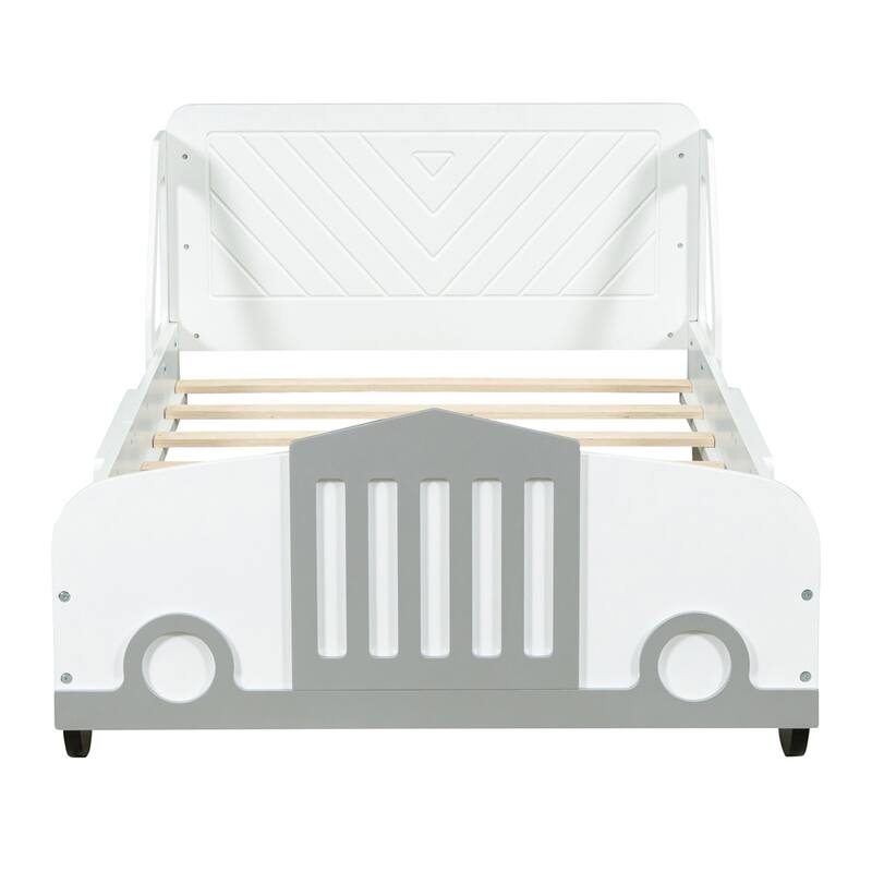 Twin Size Car-Shaped Platform Bed with Wheels
