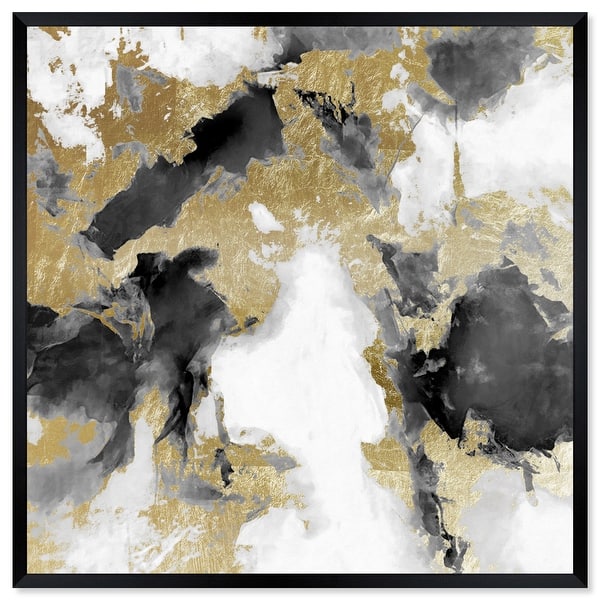 Abstract Hand Painted Black and White with Gold Background, Acrylic Painting  on Canvas, Wallpaper,' Art Print - Artlusy