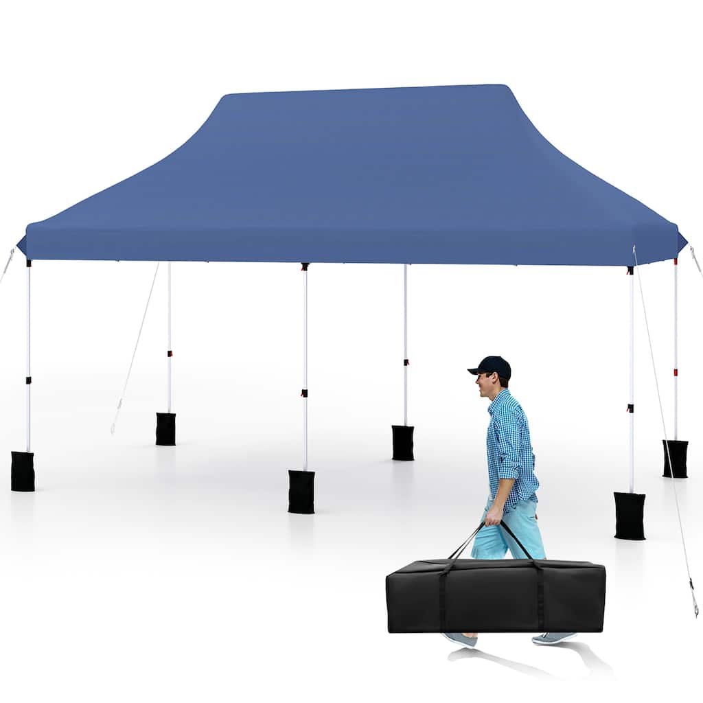 Gymax 10 x 20FT Pop-up Canopy Tent Folding Instant Sun Shelter w/ 3