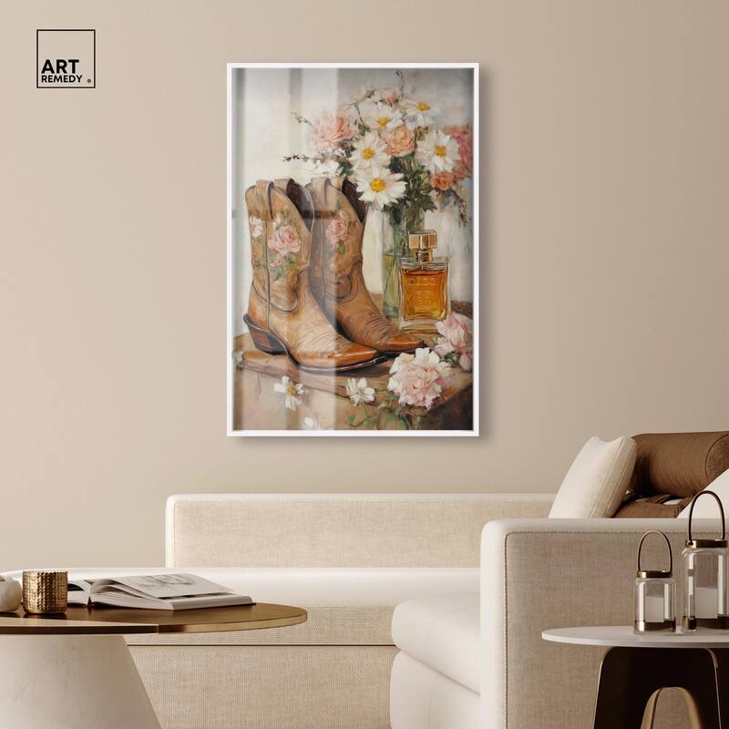 Delicate Floral Boots II Shadowbox by Art Remedy