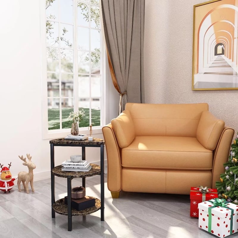 Modern 3 Tier End Table with Marble Tabletop