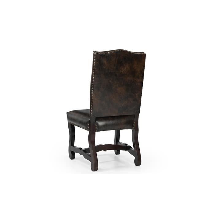 HomeRoots Set of Two Dark Brown Leather And Wood Dining Side Chairs - 22 in. x 41.5 in. x 24 in.