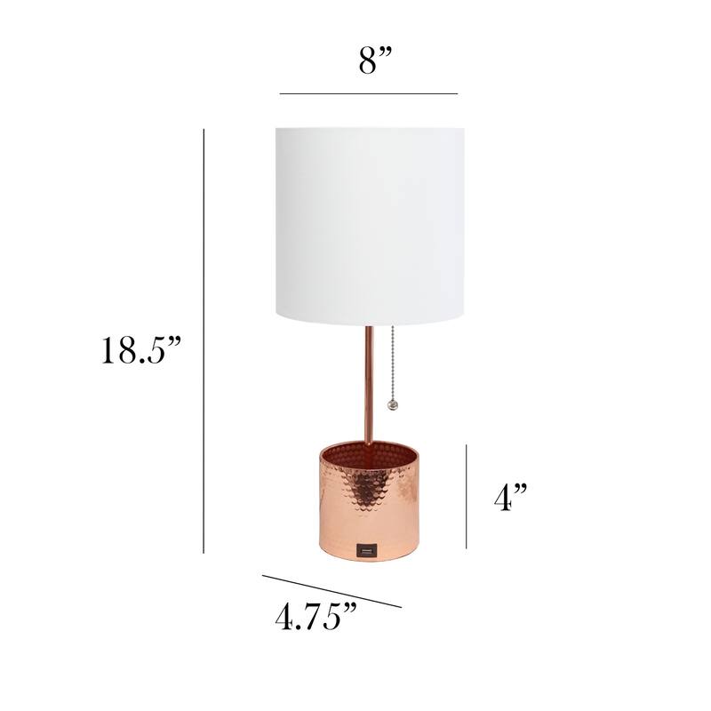 18.5 in. Rose Gold Finish Table Lamp with White Shade, Sturdy Table Lamp for Living Rooms and Bedrooms