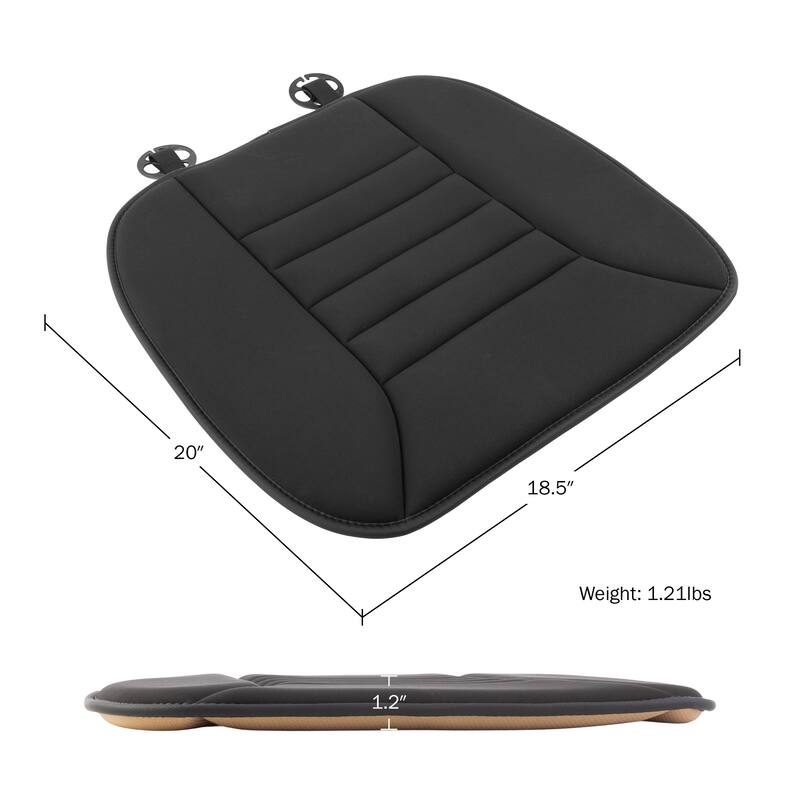Car Seat Cushion - 1.2-Inch-Thick Memory Foam Seat Pad with Plastic Anchors and Non-Slip Bottom by Stalwart (Black)