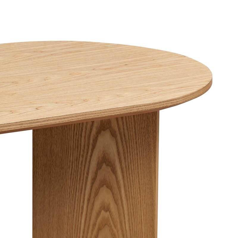 Length 39.37 Inch Modern Coffee Table,MDF Oval Coffee Table for Living Room,Small Coffee Table with Sturdy Pedestal