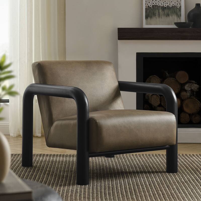 Sereno Vegan Leather Accent Chair - Mushroom Black