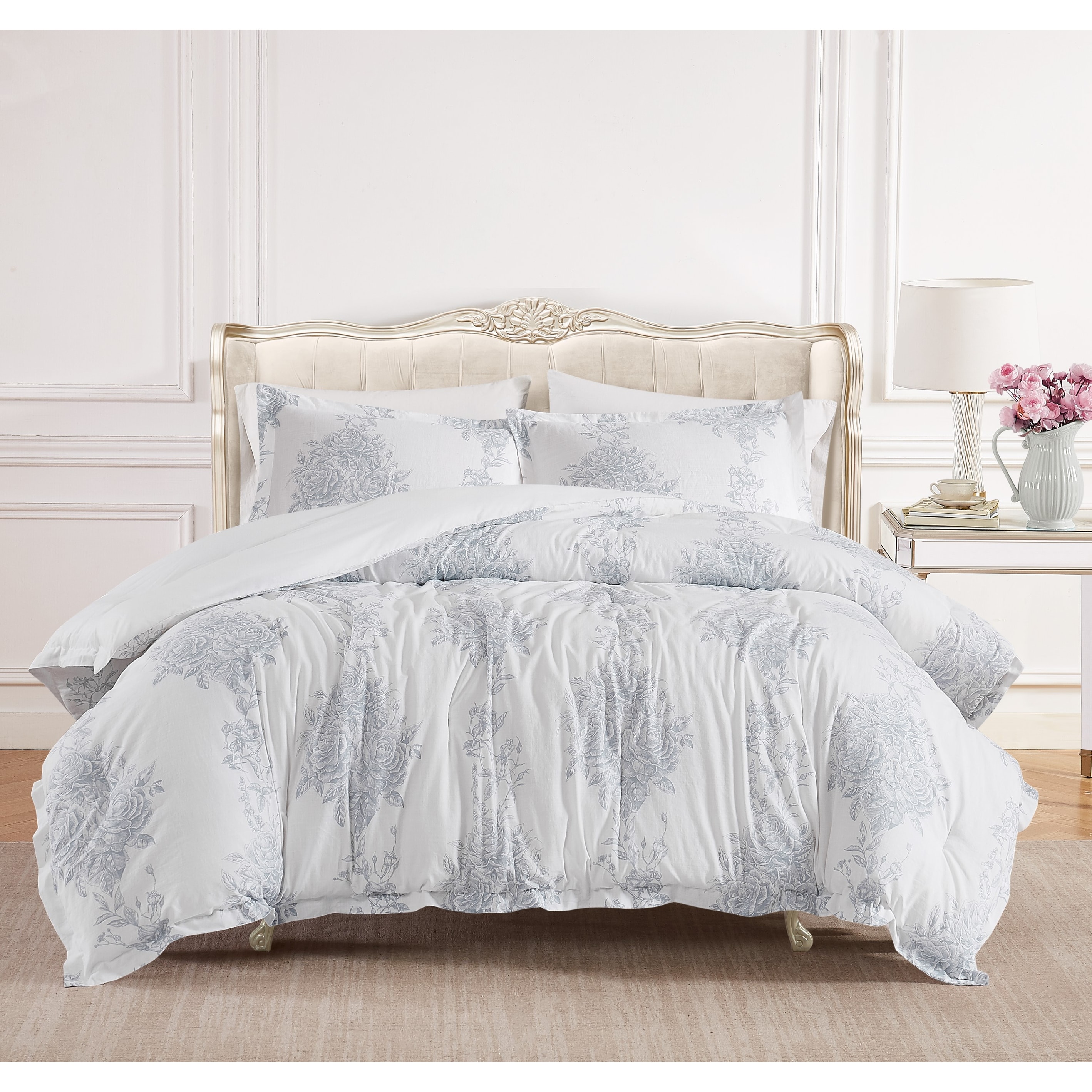 Shabby Chic Toile Bouquet Cotton Comforter Set