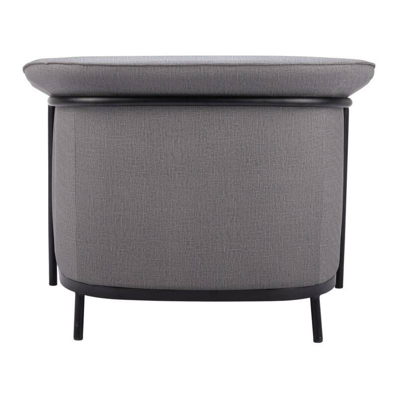 HomeRoots 35" Slate Gray And Black Faux Leather Arm Chair - 35.4' X '26.8' X '32.7