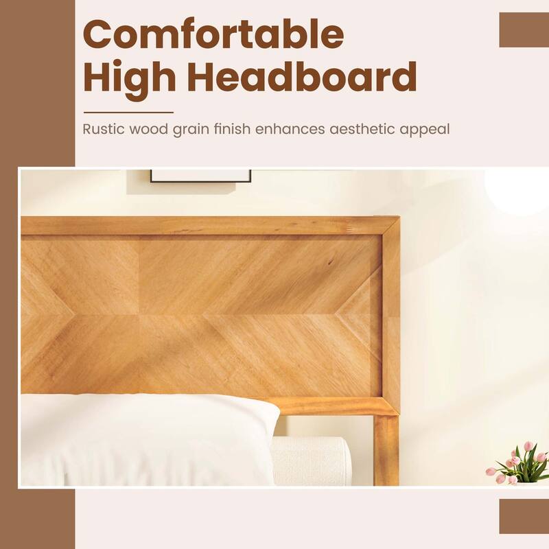 Gymax Twin/Full/Queen Size Bed Frame w/Headboard Wooden Slats Support