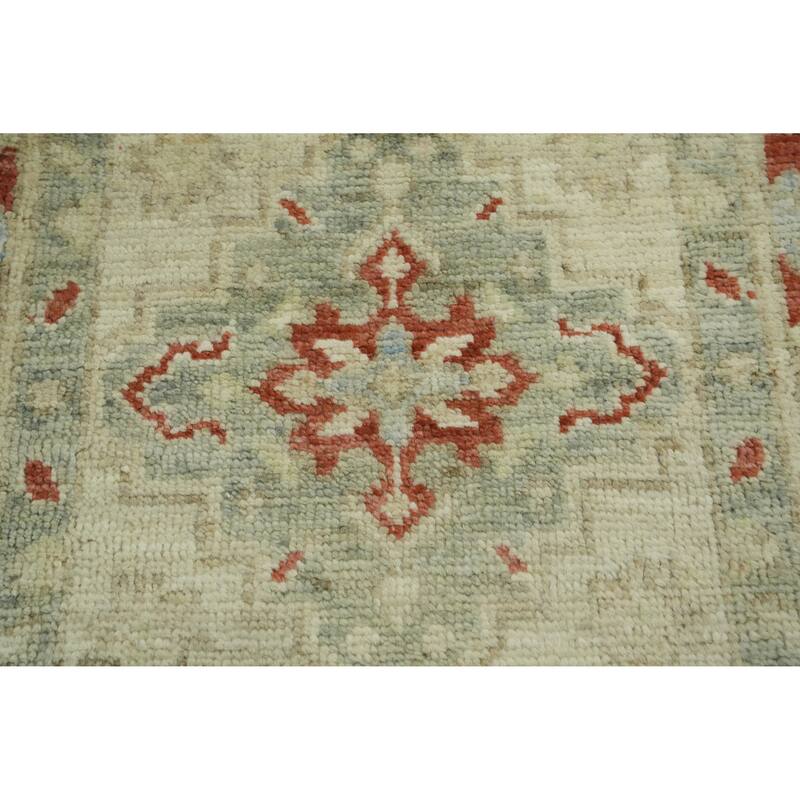 Handmade Wool Oushak Vegetable Dye Accent Rug, Medallion Geometric Carpet - 3' 0'' X 2' 0''