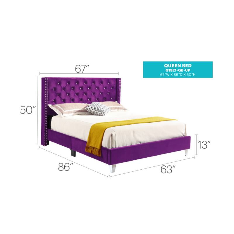 Upholstered Bed with Tufted Headboard - Classic Comfort Design - Bedroom Furniture