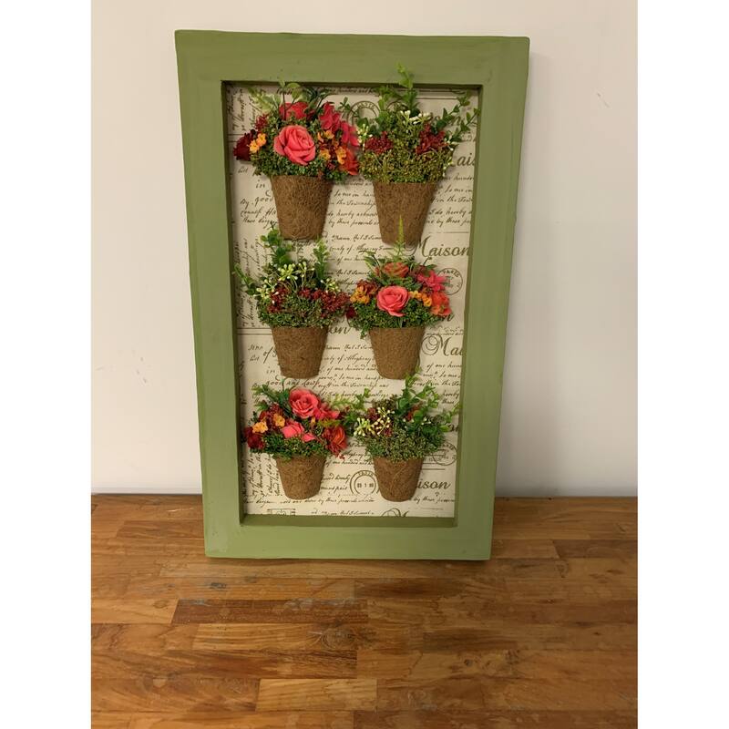 Roses in Ceramic Pot Wall Decor - Green