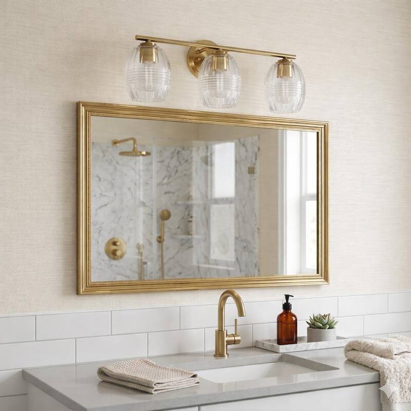 Lunix Three-Light Bathroom Vanity Fixture with Clear Glass Shades