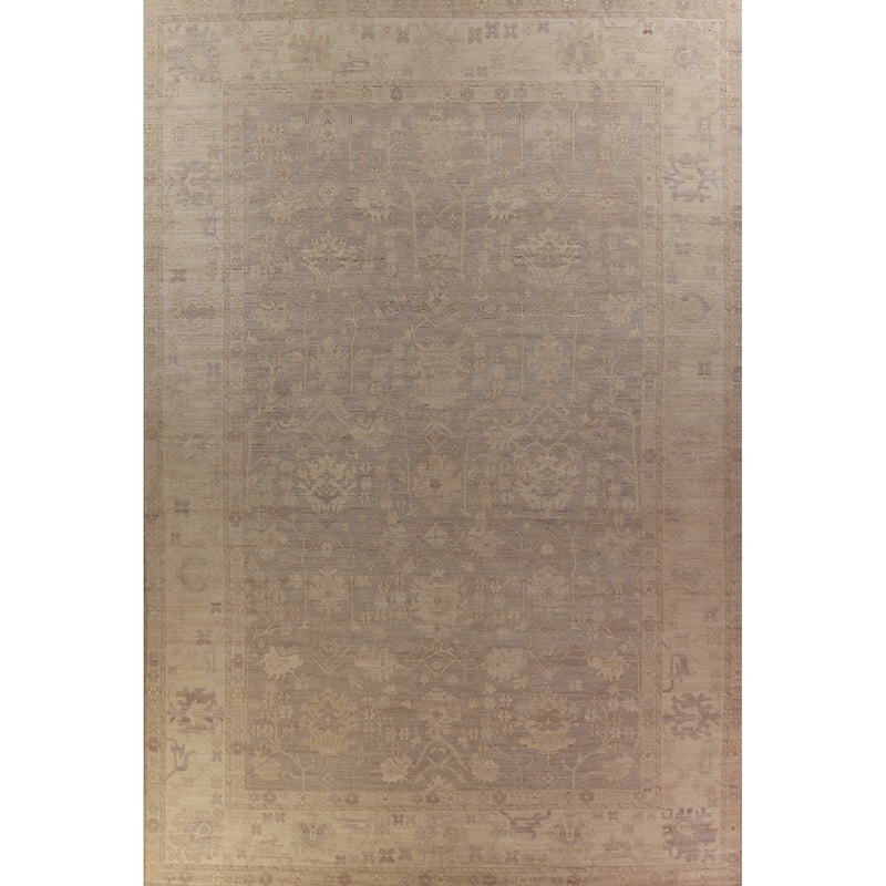 Vegetable Dye Brown Oushak Turkish Large Rug Handmade Wool Carpet - 13'0" x 19'0"
