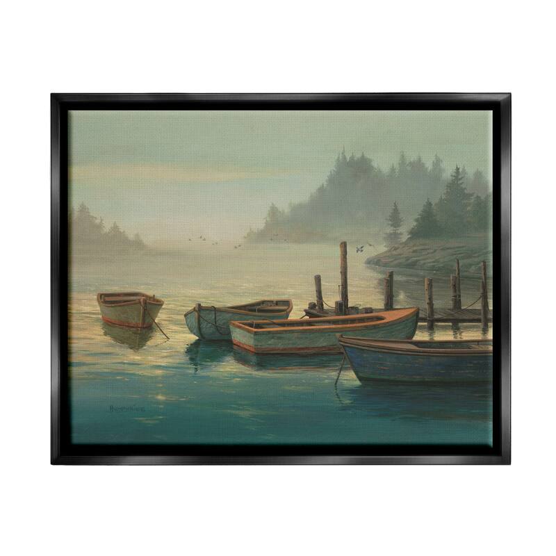 Stupell Docked Boats Landscape Framed Floater Canvas Wall Art Design by Michael Humphries