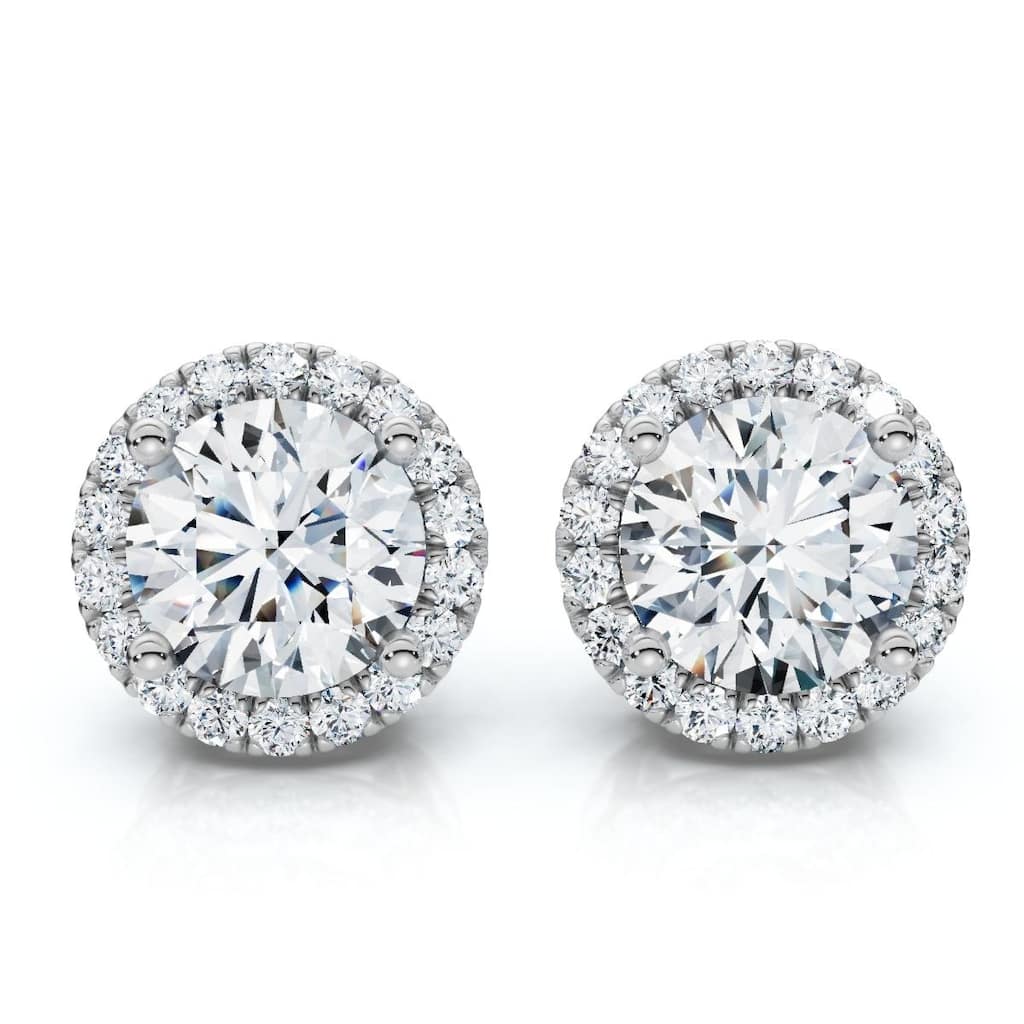 Bliss Diamond 2.25Ct Halo Round Diamond Studs Gold Lab Grown Women's Earrings