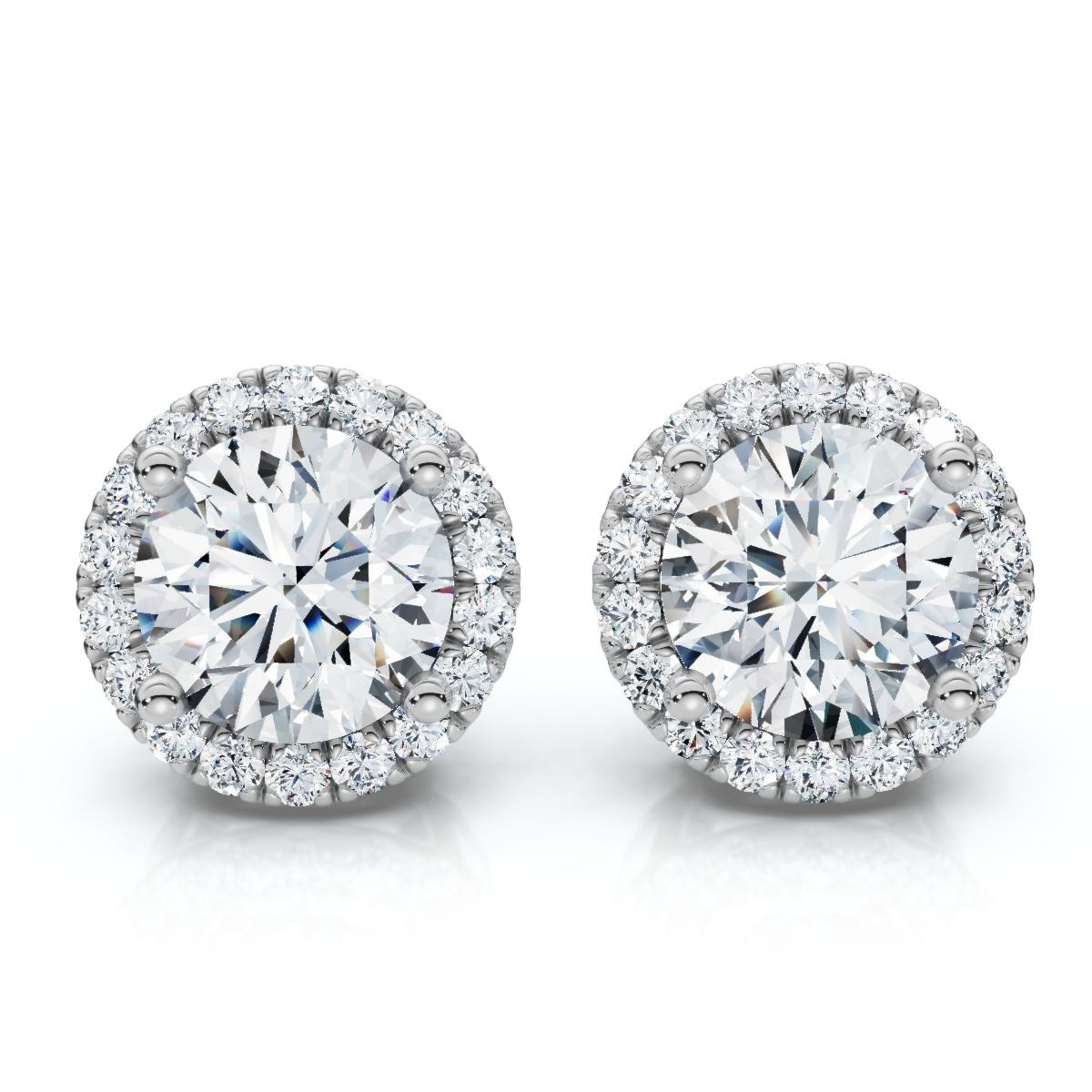 Bliss Diamond 2.25Ct Halo Round Diamond Studs Gold Lab Grown Women's Earrings