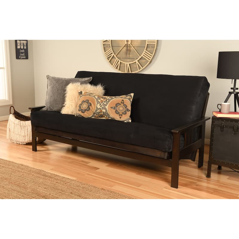 Somette Monterey Sofa in Espresso Finish with Removable Suede Mattress Cover