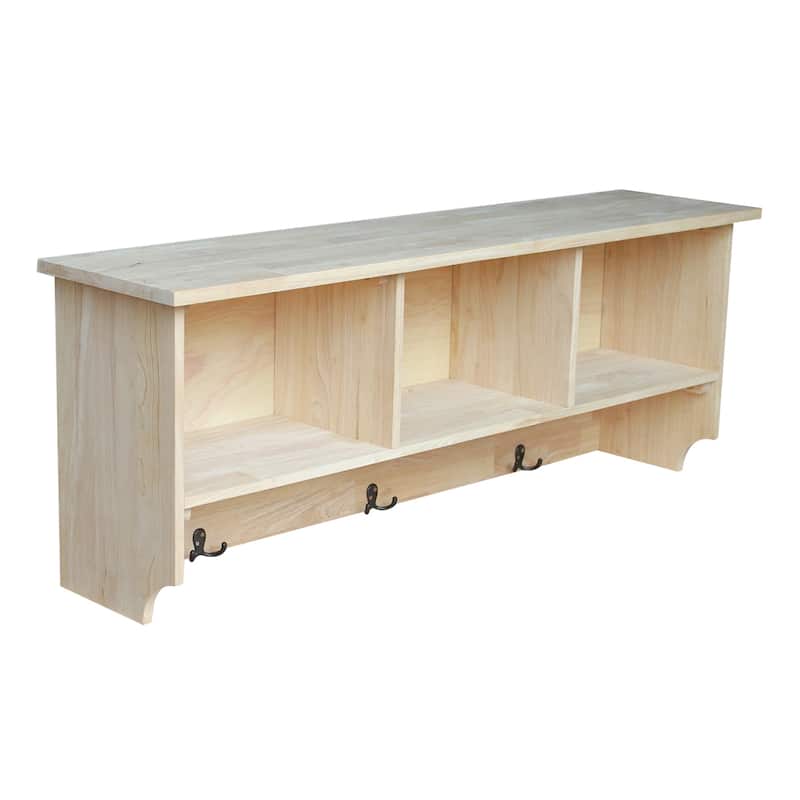International Concepts Unfinished Wall Shelf Unit with Storage - Unfinished