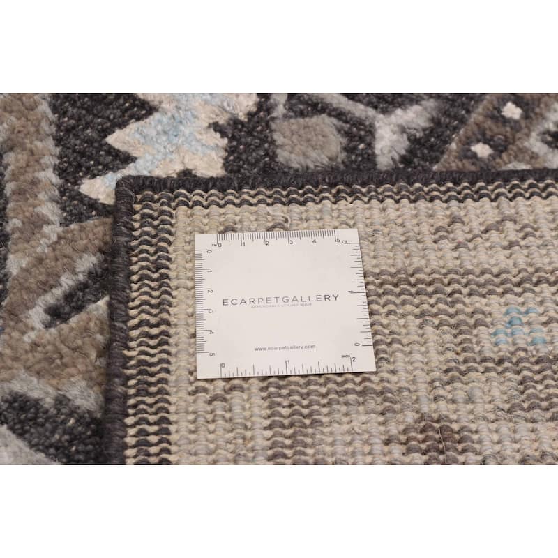 ECARPETGALLERY Hand-knotted Jules Serapi Black, Taupe Silk, Wool Rug - 5'3 x 7'6