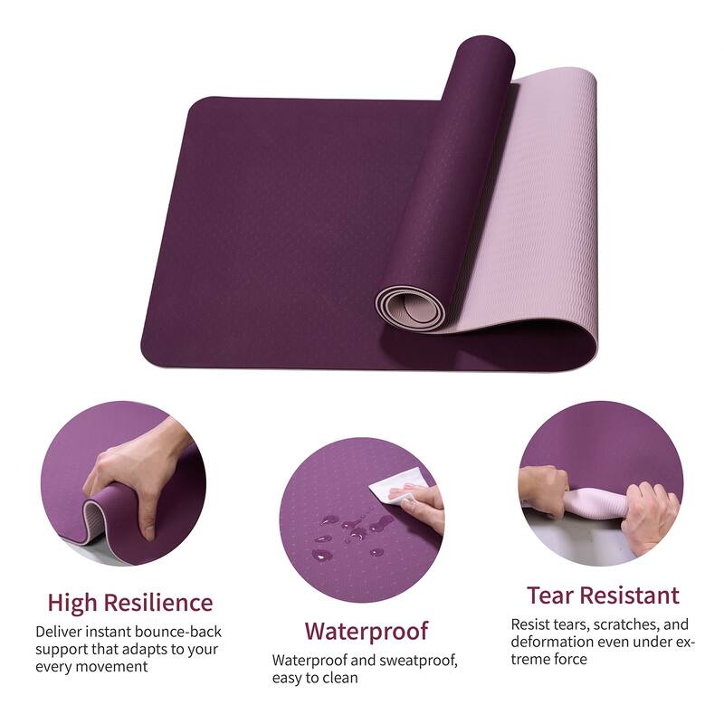 72"x24" TPE Yoga Mat, Non-Slip Eco-Friendly for Home Pilate